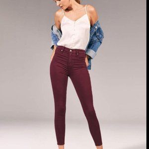 NWT! Abercrombie maroon Simone High Rose Jean Ankle Legging SHORT